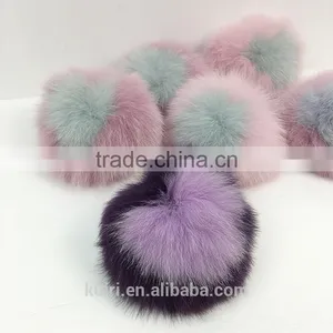 Love Heart Letter Real Natural Fox Fur Keyrings Bag Charm Bag Handbag thumbnail-5