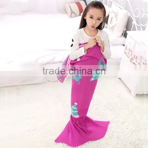 Mermaid Tail Blanket Crochet and Mermaid Blanket for Adult Blue Super Soft All Seasons Sleeping Blankets thumbnail-4