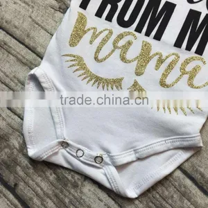 Baby Clothing Sets Infant Baby Girls Boutique Clothing Sets Toddler Baby Outfits Got it From my Mama Romper Black Glitter Shorts thumbnail-4