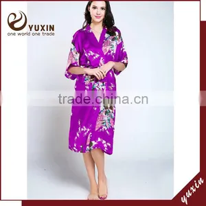Wholesales Silk Short Robe Satin Sexy Robes for Spa Silk Pajama WR012 thumbnail-1