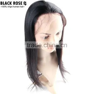 Top Good Quality Brazilian Hair 360 Lace Frontal Straight With Baby Hair Pieces For Black Women Customized Lace Frontal Band thumbnail-1