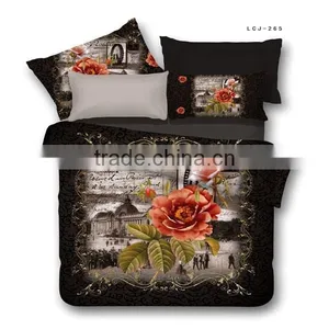 2016 New Style 13372 40*40s Reactive Printed Big 3D Rose Bedding Sets thumbnail-4