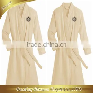 Textile China Factory Microfiber Plain Dyed Kimono Collar Bathrobe thumbnail-1
