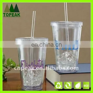 Promotion Bulk BPA FREE 450ml PS Drinking Cup With Straw Sport Water Bottle thumbnail-1