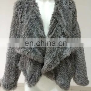 Ladies Rabbit Fur Jacket With Lapel thumbnail-2