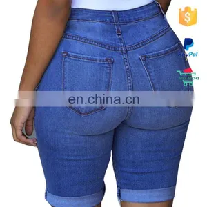 Plus Size Hole Jeans Denim Woman Shorts thumbnail-4