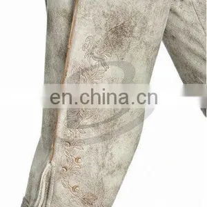 Lederhosen, Kniebund Hosen, Men Ledersosen Trachten Lederhosen Leather Pants With Suspenders(Bavarian Garments) thumbnail-3