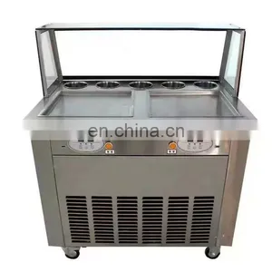 2 Pan Computer Control Pan Roller Rolling Rolled Flat Fried Ice Fryer Cream Machine thumbnail-2