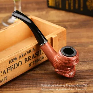 150mm Length Wooden Resin Short Tobacco Pipe With Small Old Man's Head for Smoking thumbnail-4
