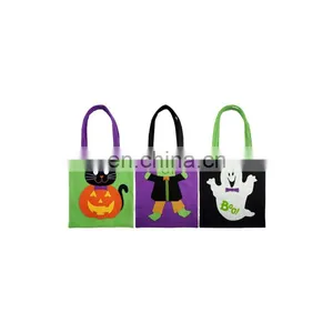 New Customized Printed Skeleton LED Blue Gift Felt Bag for Halloween Crafts thumbnail-3