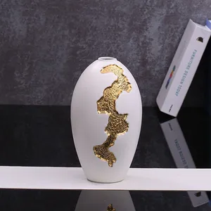 White Egg Gild Ceramic Vase Creative Nordic Modern Style For Office Hotel Decoration thumbnail-4