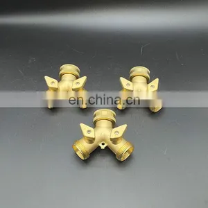 Hose Splitter Garden Watering Hose Quick Release Connector 2-Way Brass Shut-Off Ball Valve thumbnail-3