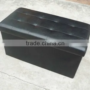 Leather Leather Storage Ottoman & Stool With Storage thumbnail-1