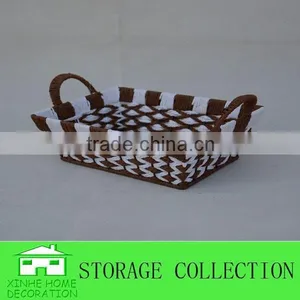 Handmade Rectangular Paper Basket With Handle thumbnail-2