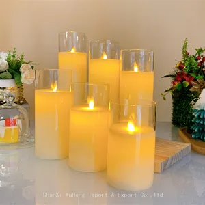 Wholesale Hot Selling Simulation Flame Transparent Candle Set Electroplated Clear Glass LED Candle With Remote Control thumbnail-5