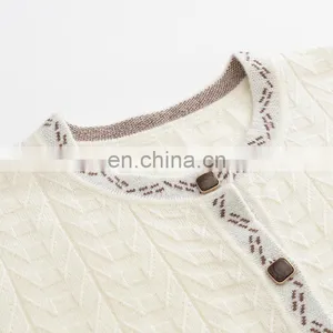 2024 Ladies Cardigan Soft Single Breasted Cashmere Sweater OEM Service Winter Casual Solid Pattern New Style thumbnail-3