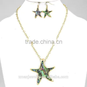 Sea Life Jewelry Coastal Starfish Abalone Pendant Necklace thumbnail-1