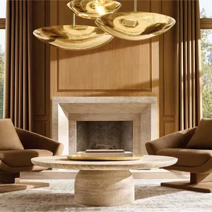 Luxury Living Room Set Round Marble Stone Coffee Tea Table for Hotel & Home thumbnail-1