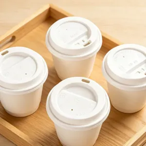 Disposable Plastic Dome Flat Lids Compatible With Takeaway Drink Cups thumbnail-1