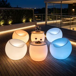 Luminous Illuminated Outdoor Bar Furniture LED Glowing Table Chair Set for Nightclub Garden Party Events thumbnail-3