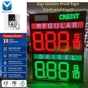 Electronic LED Gas Petrol Station Price Display for Outdoor Use, Double-sided, With Digital Display for Cash and Credit Cards thumbnail-1
