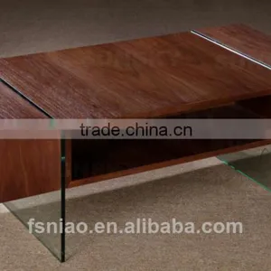 2014 Hot Sale Glass Legs Wood Coffee Table 1411A thumbnail-1