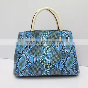 2016 New Blue Lady Snakeskin Grain Leather Handbag ,Shoulder Bags thumbnail-1