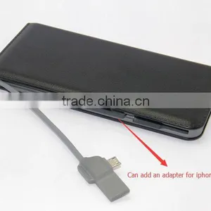 AWC455 8000mAh Leather Built In Input and Output Cable Power Bank Mobile Power Pack thumbnail-3