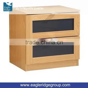 Light Brown General Use Monza Two Drawer Bedside Cabinet thumbnail-1
