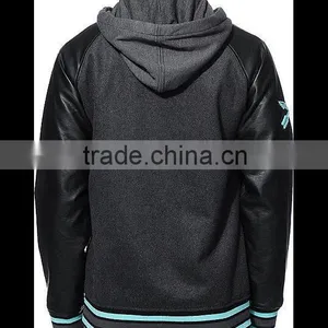 Men Custom Made Varsity Jacket With Leather Sleeves thumbnail-2