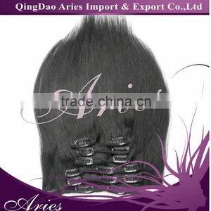 20 Inch 100% Brazilian Human Hair Weave, Natural Straight Clip In Human Hair Extensions thumbnail-1