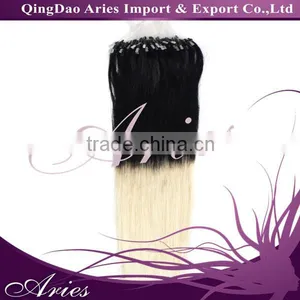 Indian Human Micro Loop Ring Hair Extensions Natural Blonde 4A Grade Tangle Free Micro Bead Hair Extensions thumbnail-5