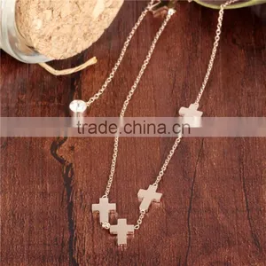 316L Women Jewellery IP Rose Gold Cross Necklace thumbnail-3