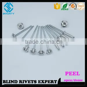 HOT SELLING OPEN END MANUFACTURER BUTTON HEAD ALU/ST PEEL TYPE RIVETS thumbnail-1