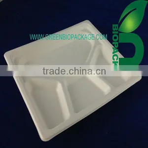 Disposable 4 Compartment Bagasse Pulp Tray thumbnail-1