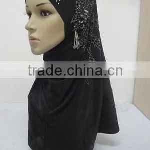 H283 New Style One Piece Hijab With Handmade Chains and Beadings thumbnail-4