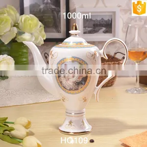 European Style Fashion Pattern With Gold-rim 1000ml Bone China Tea Pot thumbnail-2