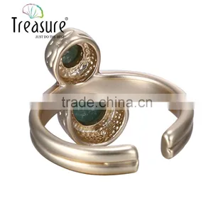 2016 Chinese Wholesale Green Stone Mosaic Gold Plating Ring Jewelry thumbnail-5