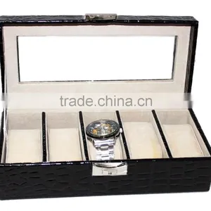 Customized Faux Leather Watch Box/Plastic Watch Case for 5 Watches thumbnail-4