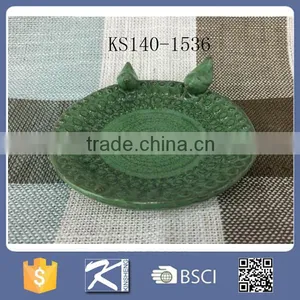 Glazed Green Porcelain Dish Plate in Emerald Green thumbnail-1