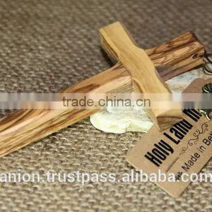 Original Olive Wood Hand Made Cross From Bethlehem. Christian thumbnail-1