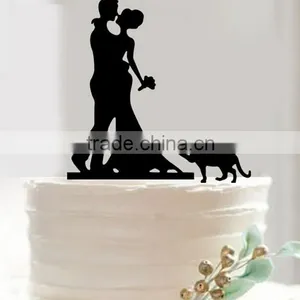 Silhouette Bride and Groom Mr & Mrs Wedding Acrylic Cake Topper Anniversary thumbnail-2