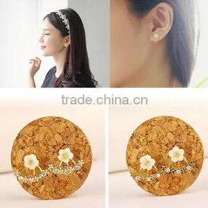 New Elegant Rose Gold Silver Plated Daisy Flower Crystal Stud Earrings thumbnail-6