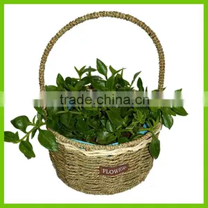 Rectangular Straw Basket Toy Storage Hamper With Wood Handle thumbnail-1