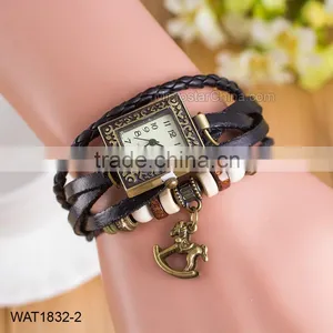 Vintage Blue Leather Ladies Bracelet Wrist Watch thumbnail-5