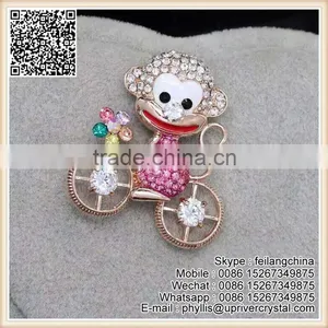 Party Women Dress Crystal Flower Bouquet Brooch Big Diamond Leaf Brooch thumbnail-3