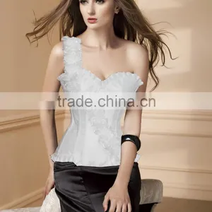 Satin Boned Lace up Back Bustier Corset Waist Training Corsets Wholesale thumbnail-1
