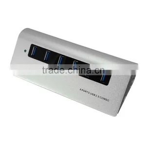 6 Ports USB 2.0 Hub Adapter Combo With SD and TF Card Reader Function thumbnail-1