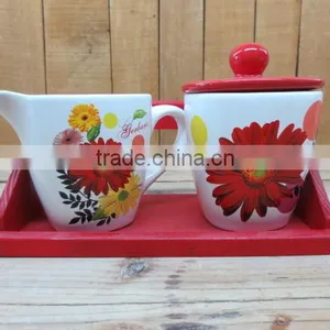 Factory Direct New Cosmos Ceramic Sugar Bowl With Milk Mug Set thumbnail-1