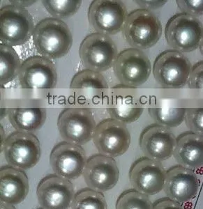 13-14mm Half Drilled White Round Flat Pearls for Earrings thumbnail-1